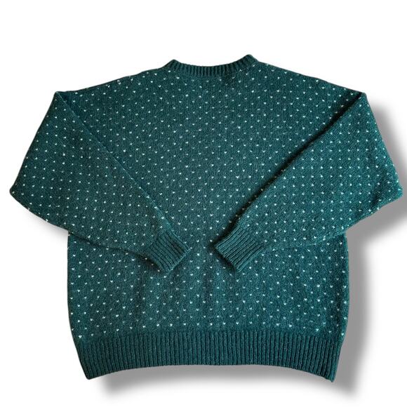 Vintage 80s 90s Woolrich Wool Sweater Birdseye Hand Framed Green Fisherman XL - Picture 8 of 8